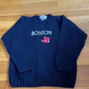 Cutest Molly Goggles Hand-knit Boston Red Sox Baseball Sweater Size 7 EUC